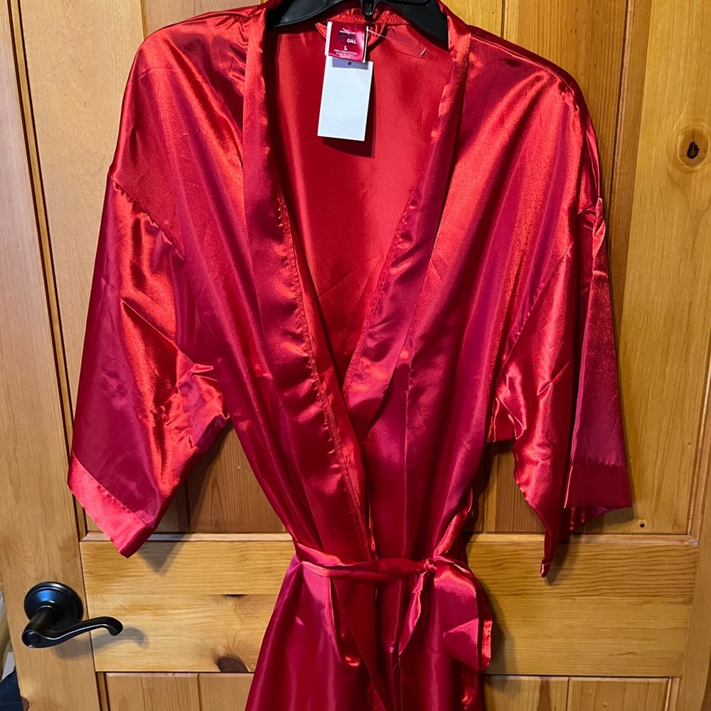 Red silky robe